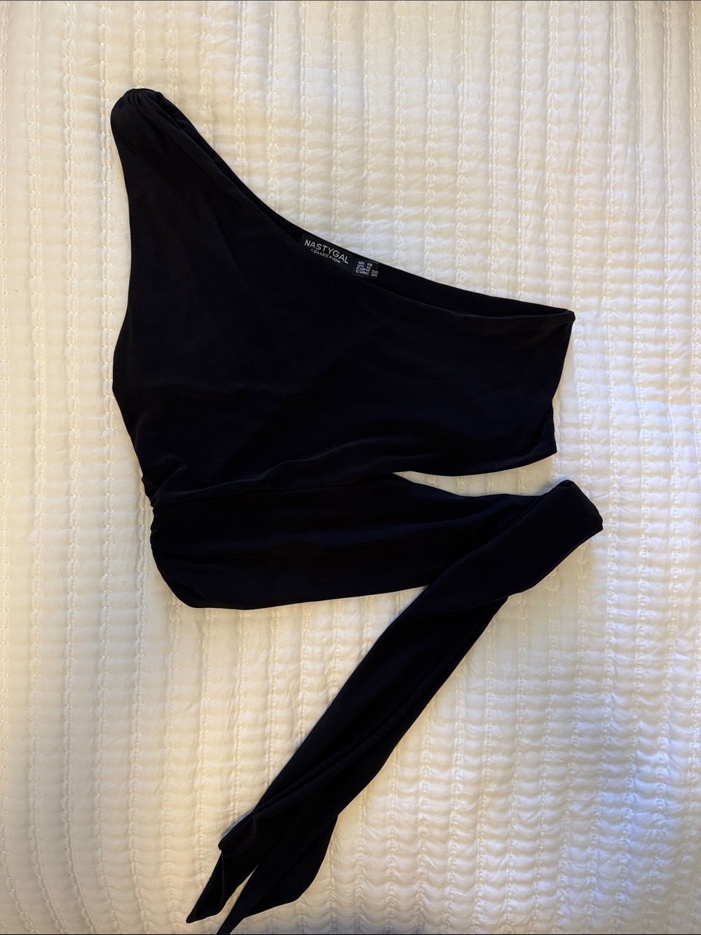 Nasty Gal Black One-Shoulder Wrap Tank